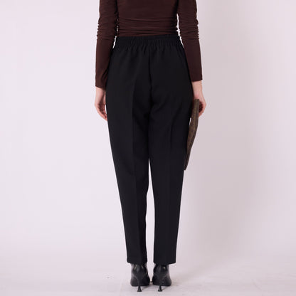 Elastic Waist Straight Leg Pants With Tailored Look
