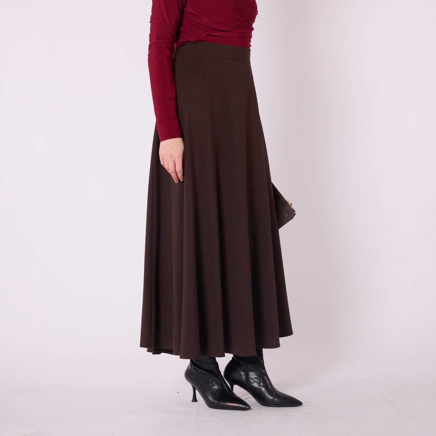 Elastic Waist A Line Flowing Long Skirt