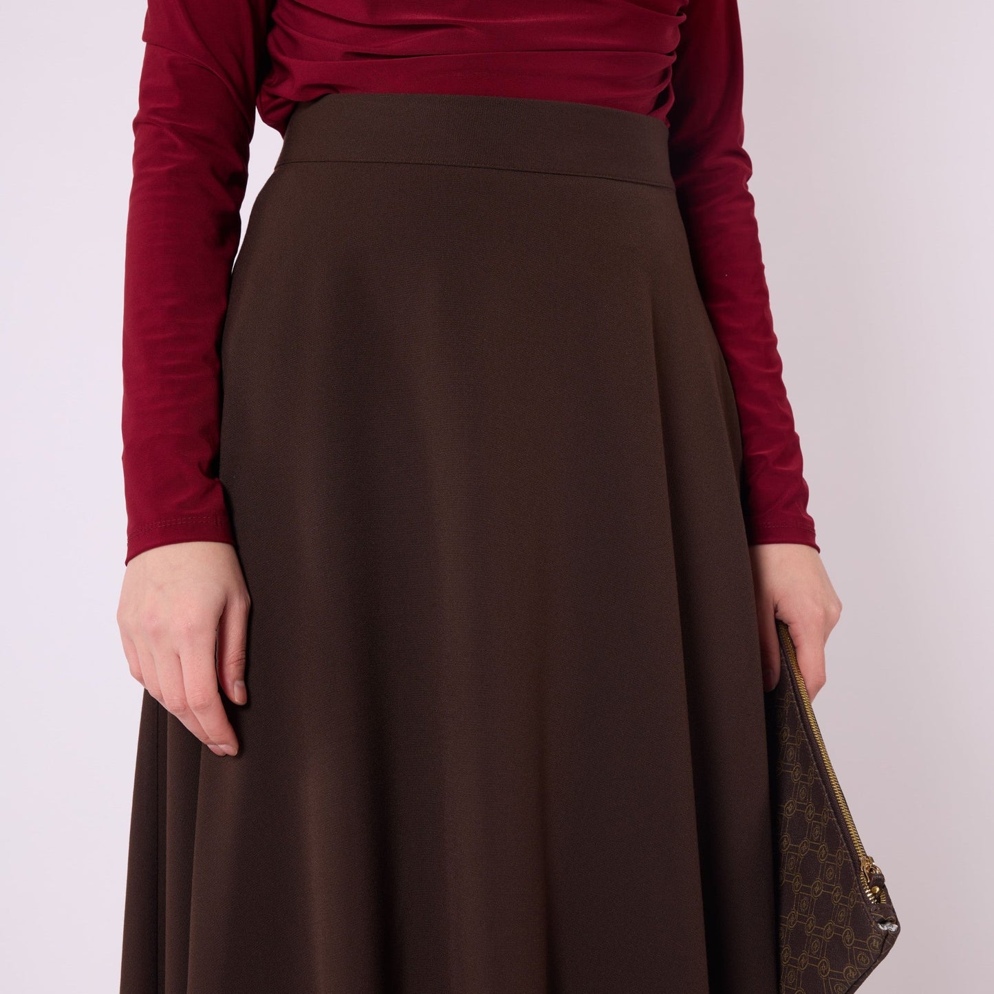 Elastic Waist A Line Flowing Long Skirt