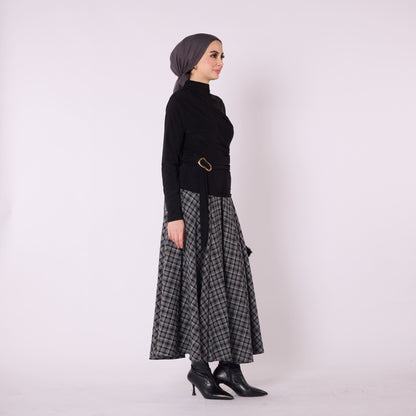 Waist Tie Long Tunic With Shoulder Pleat Detail