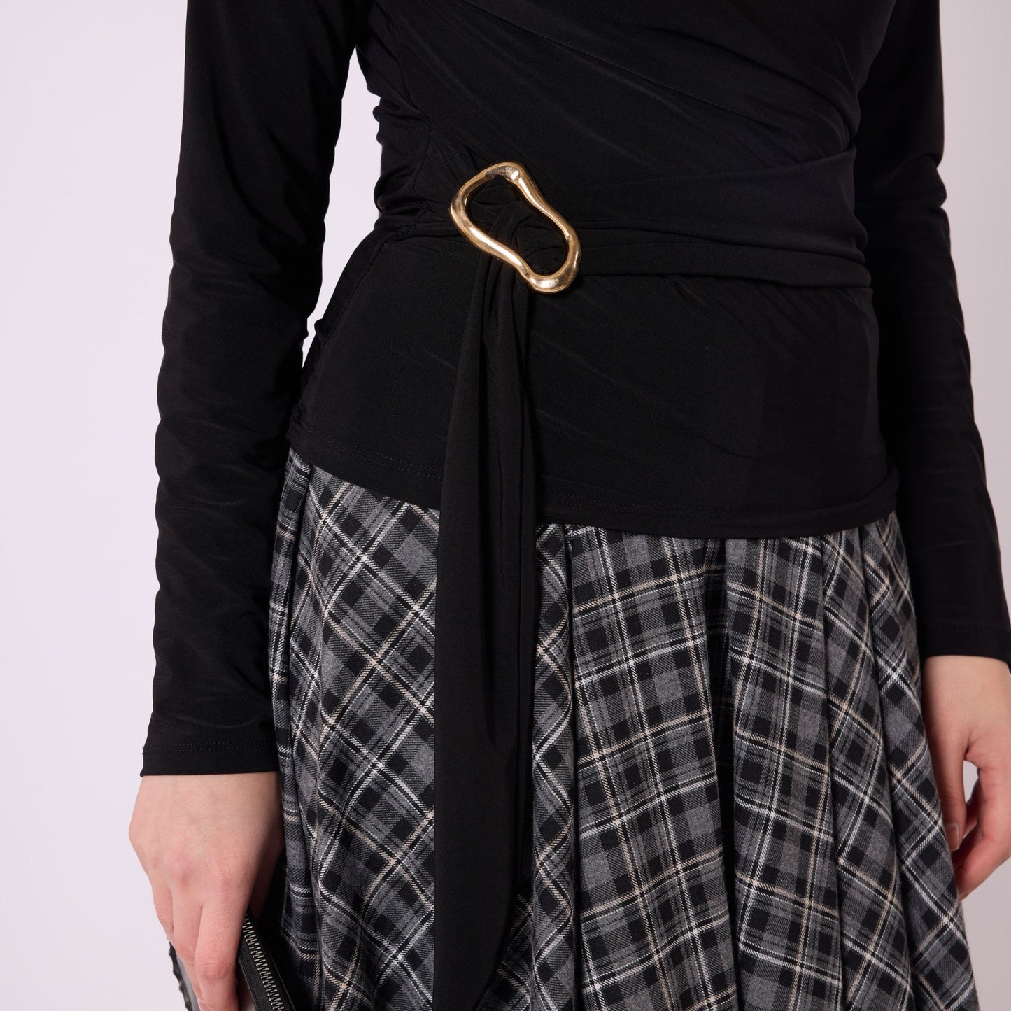 Waist Tie Long Tunic With Shoulder Pleat Detail