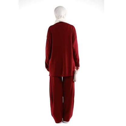 Button Accessory Pants Knit Set
