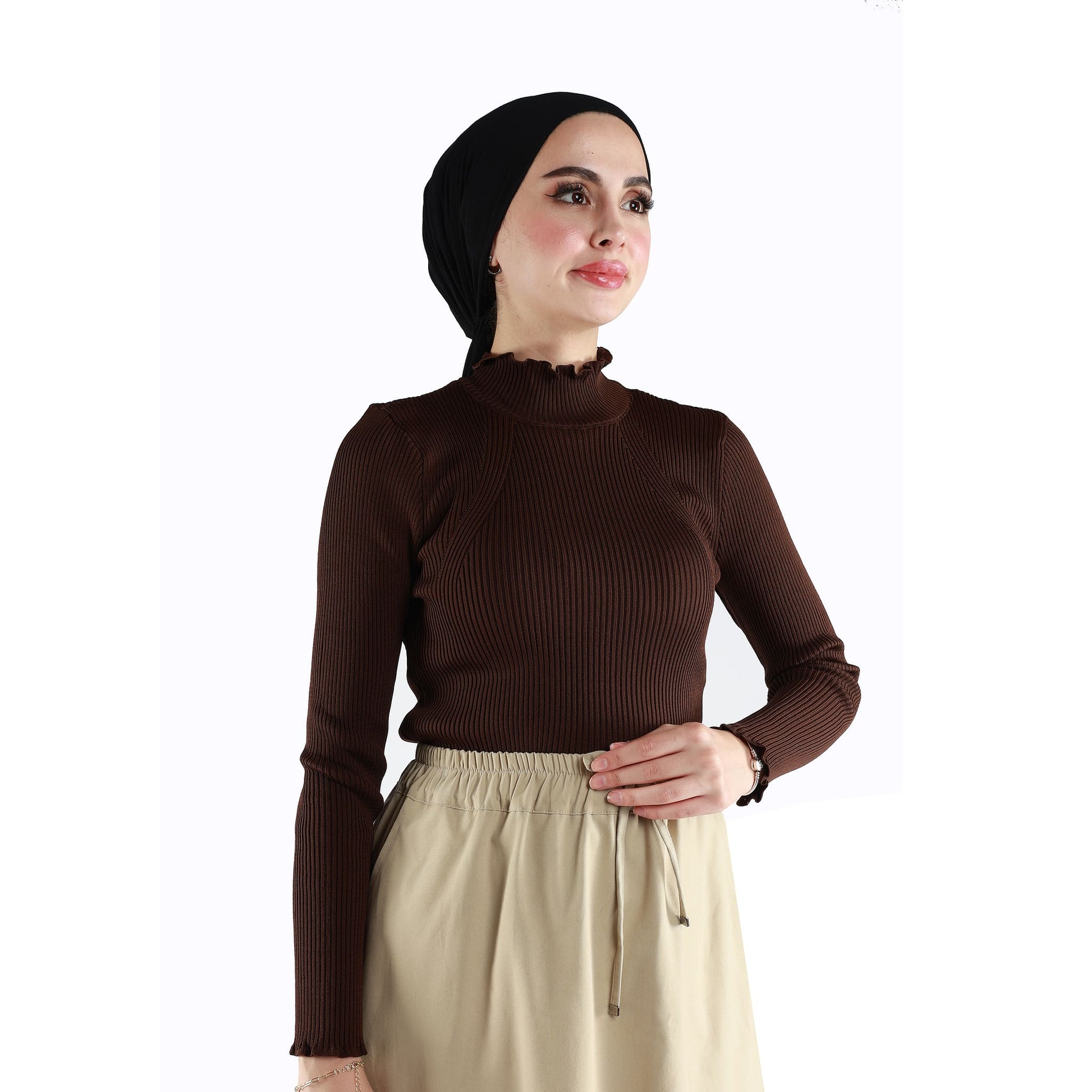 Long-Sleeved Ribbed Knit Body