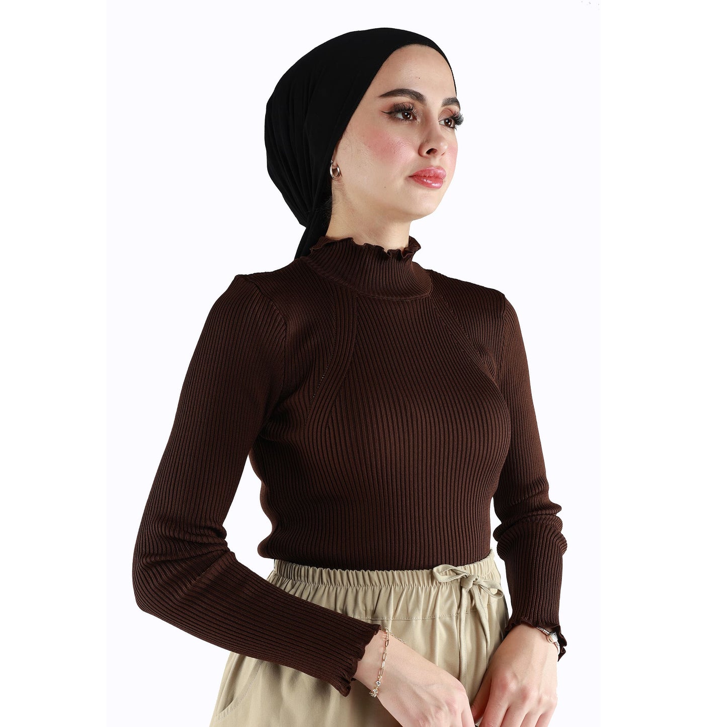Long-Sleeved Ribbed Knit Body