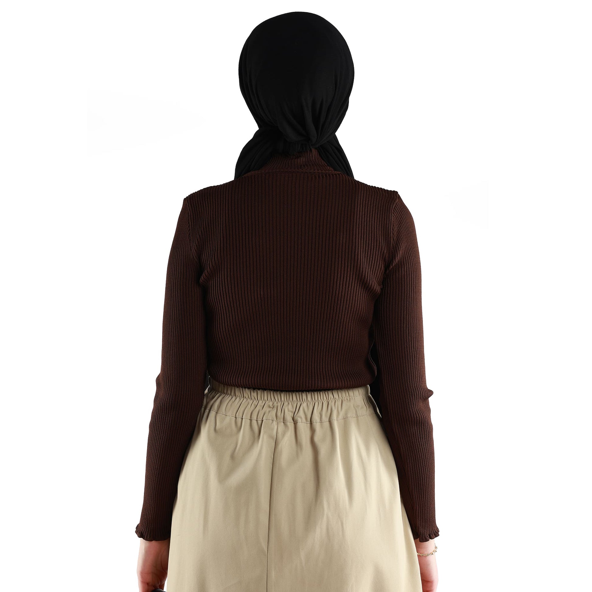 Long-Sleeved Ribbed Knit Body