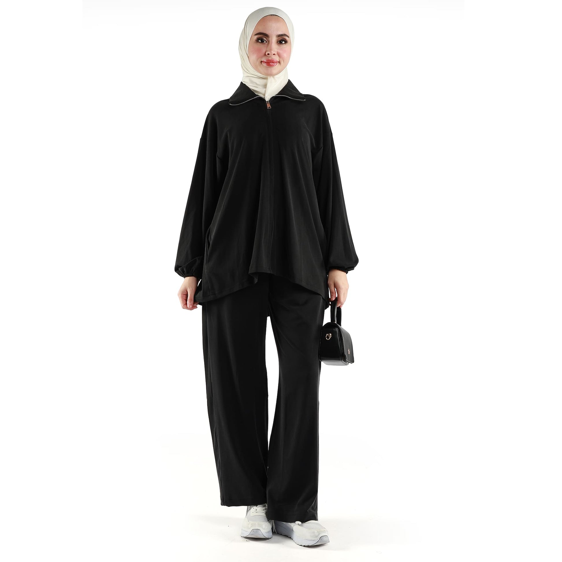 Polo Neck Zippered Comfortable Set