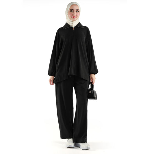 Polo Neck Zippered Comfortable Set
