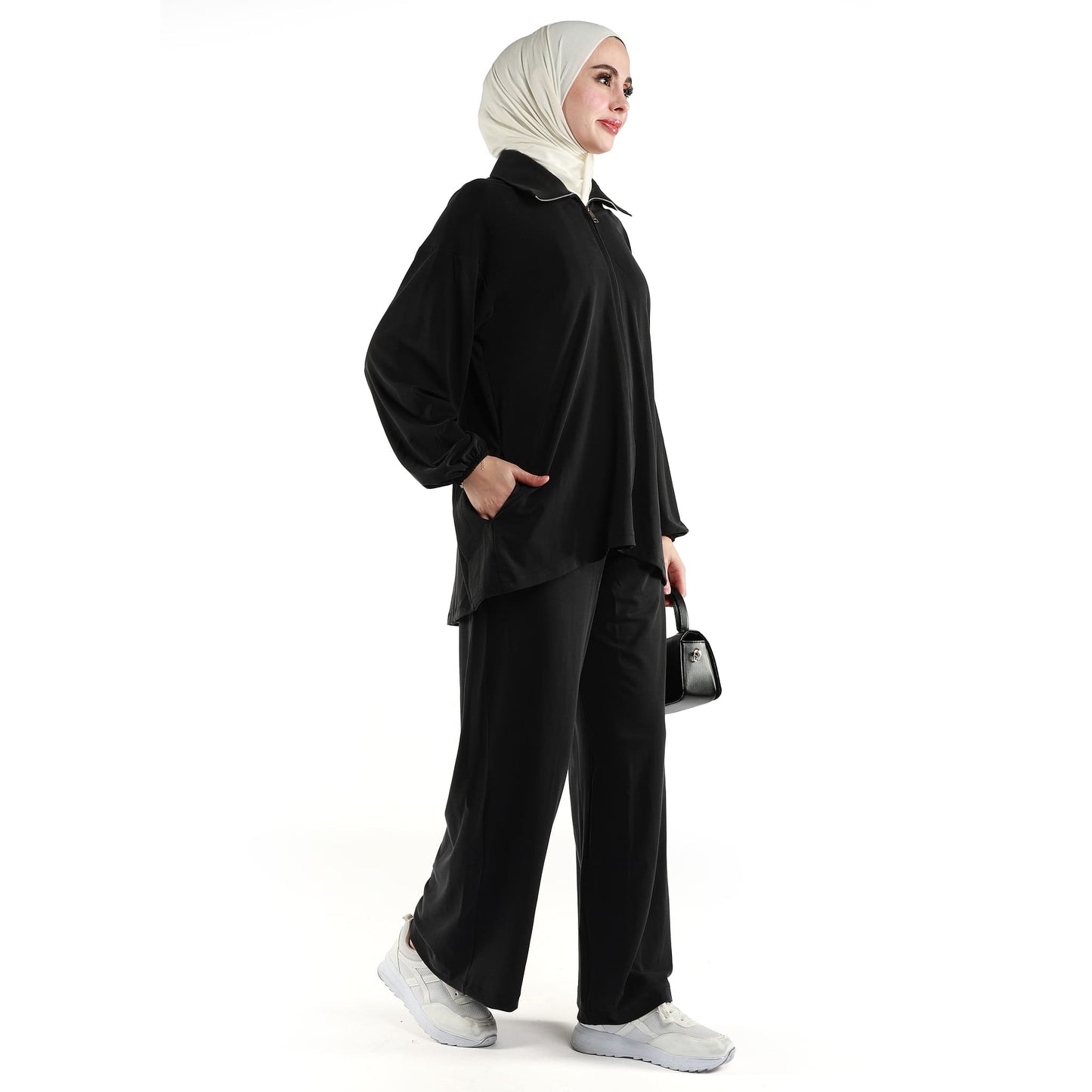 Polo Neck Zippered Comfortable Set