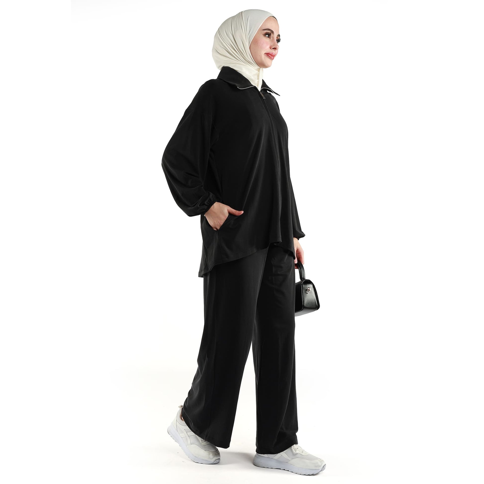 Polo Neck Zippered Comfortable Set