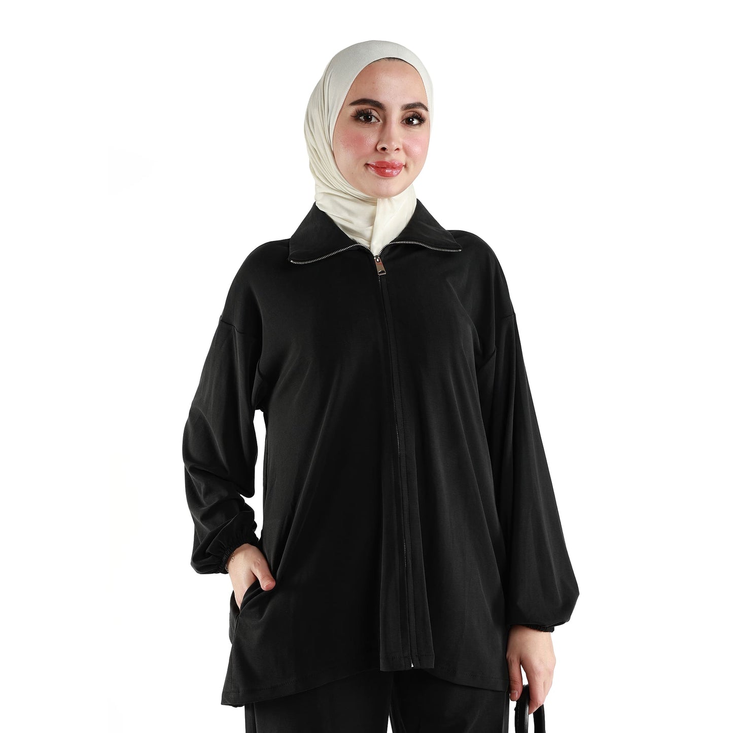 Polo Neck Zippered Comfortable Set
