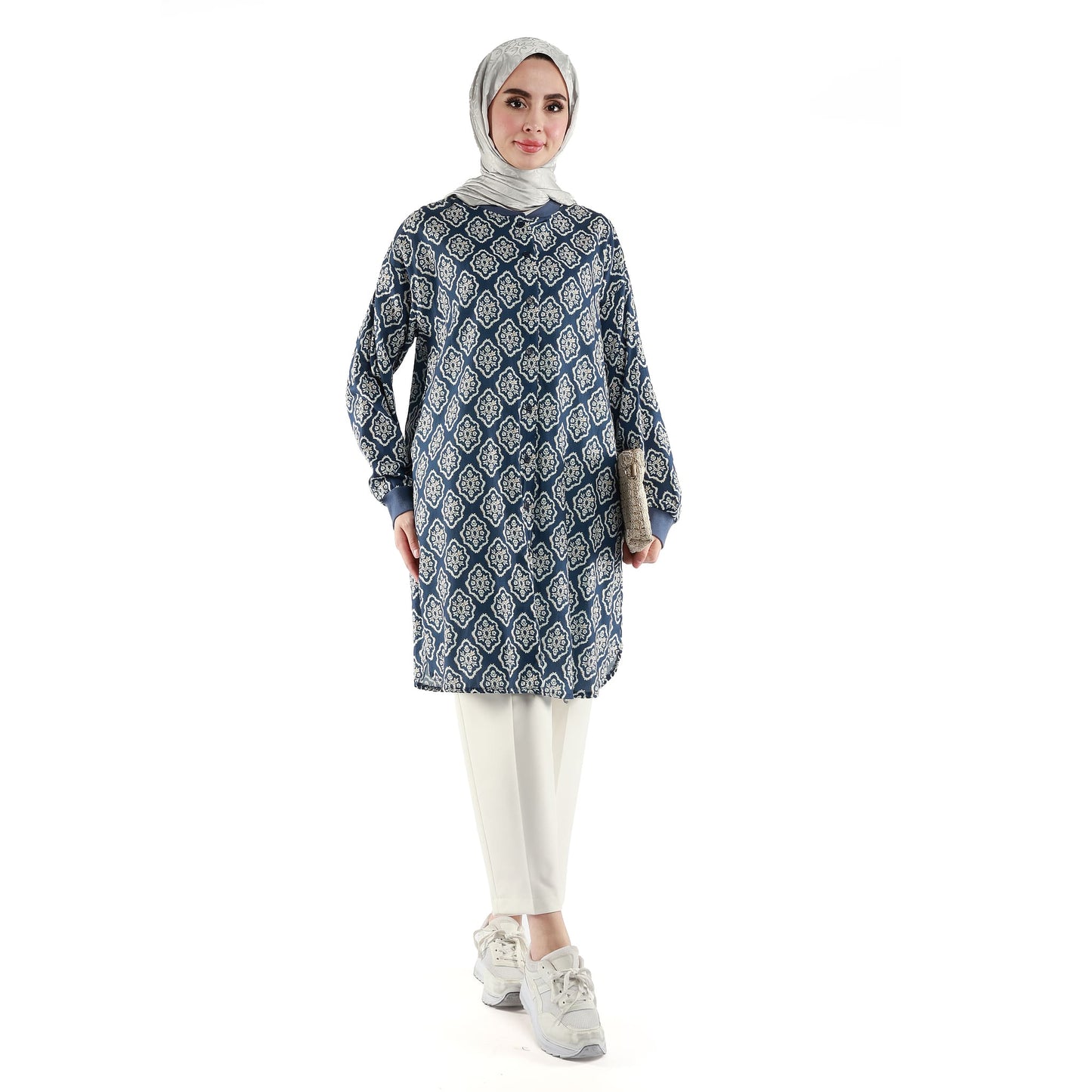 Patterned Buttoned Tunic