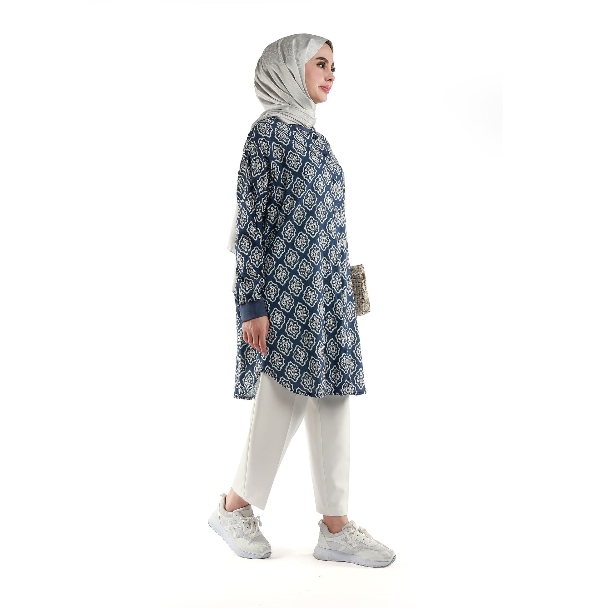 Patterned Buttoned Tunic