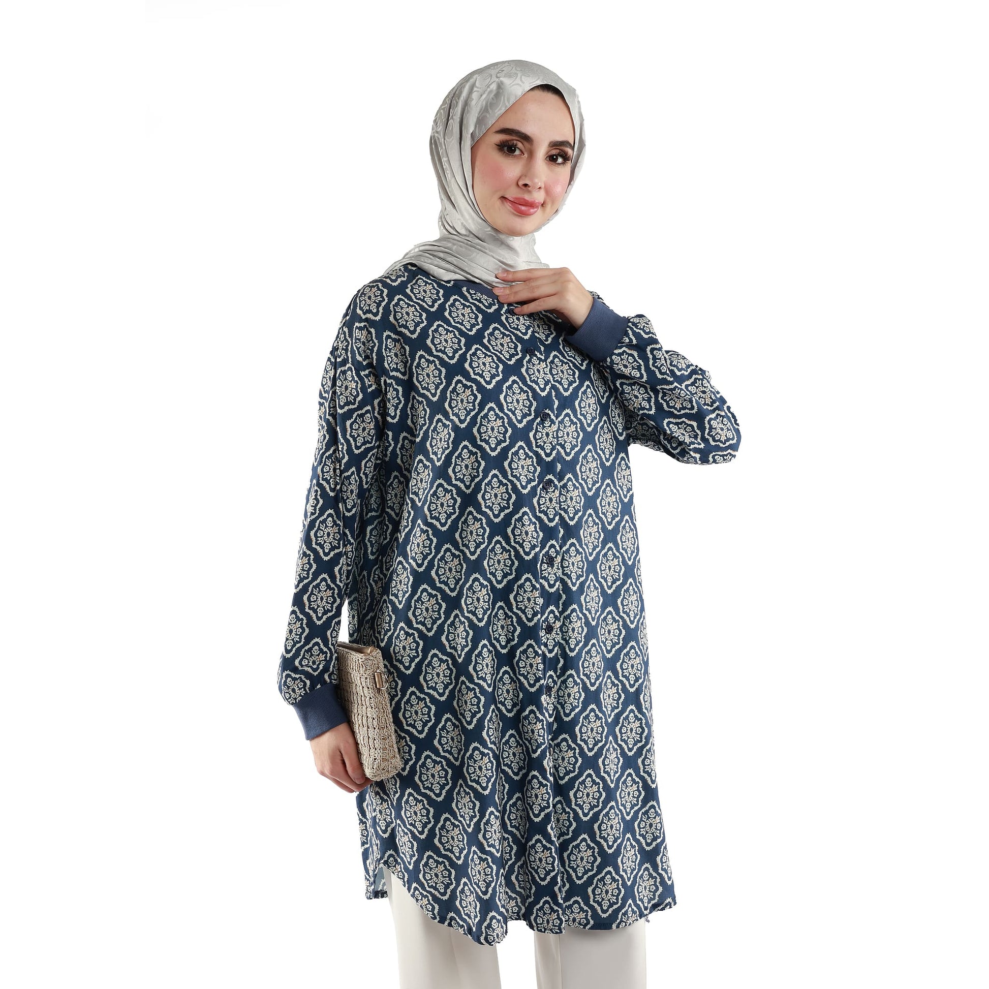 Patterned Buttoned Tunic
