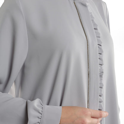 Stone-Detailed Textured Fabric Tunic
