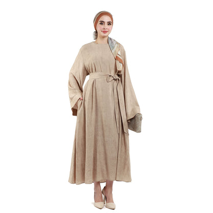 Belted Loose Fit Long Flowing Dress
