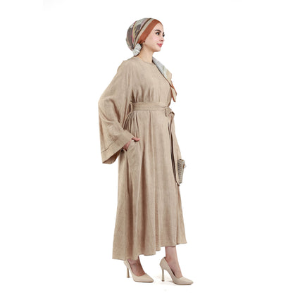 Belted Loose Fit Long Flowing Dress