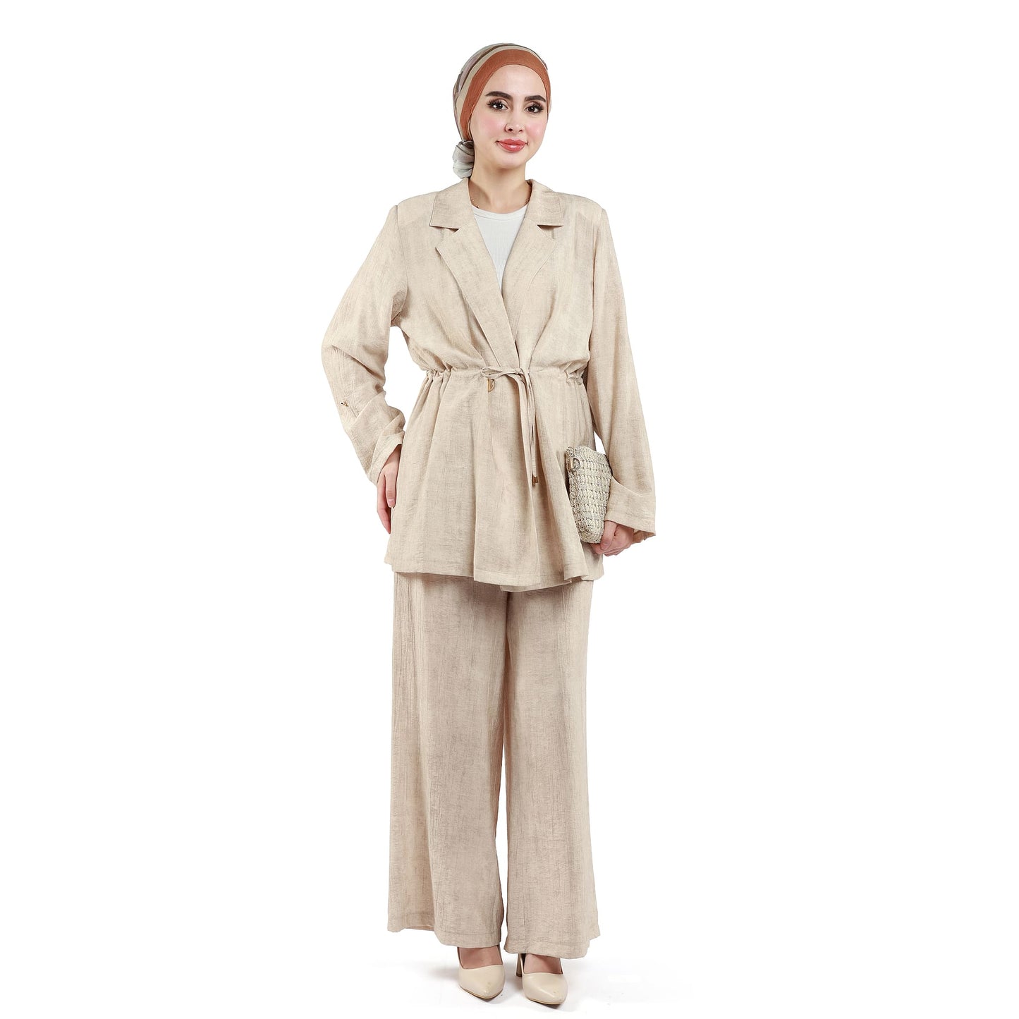 Wide V Neck Long Pants Two Piece Set