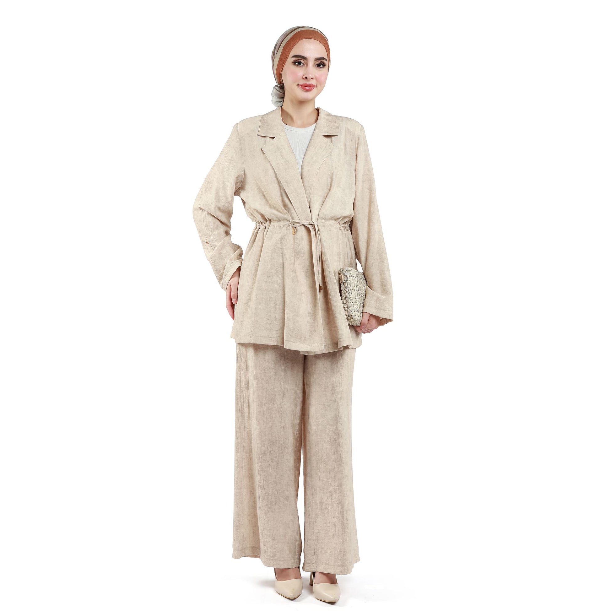 Wide V Neck Long Pants Two Piece Set