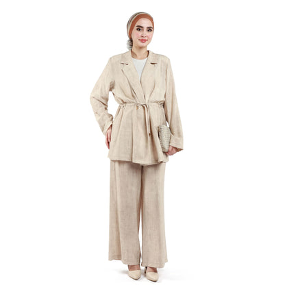 Wide V Neck Long Pants Two Piece Set