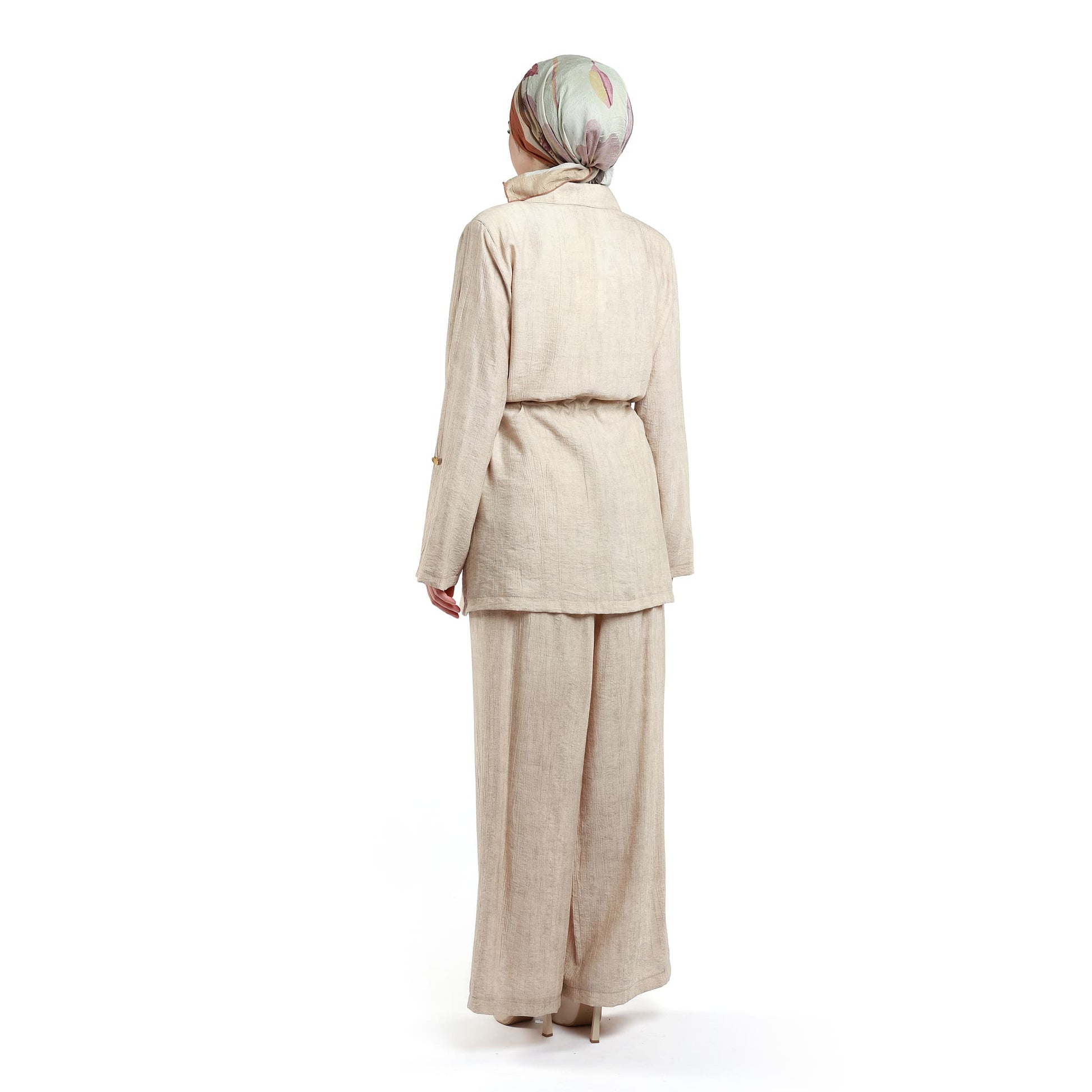 Wide V Neck Long Pants Two Piece Set