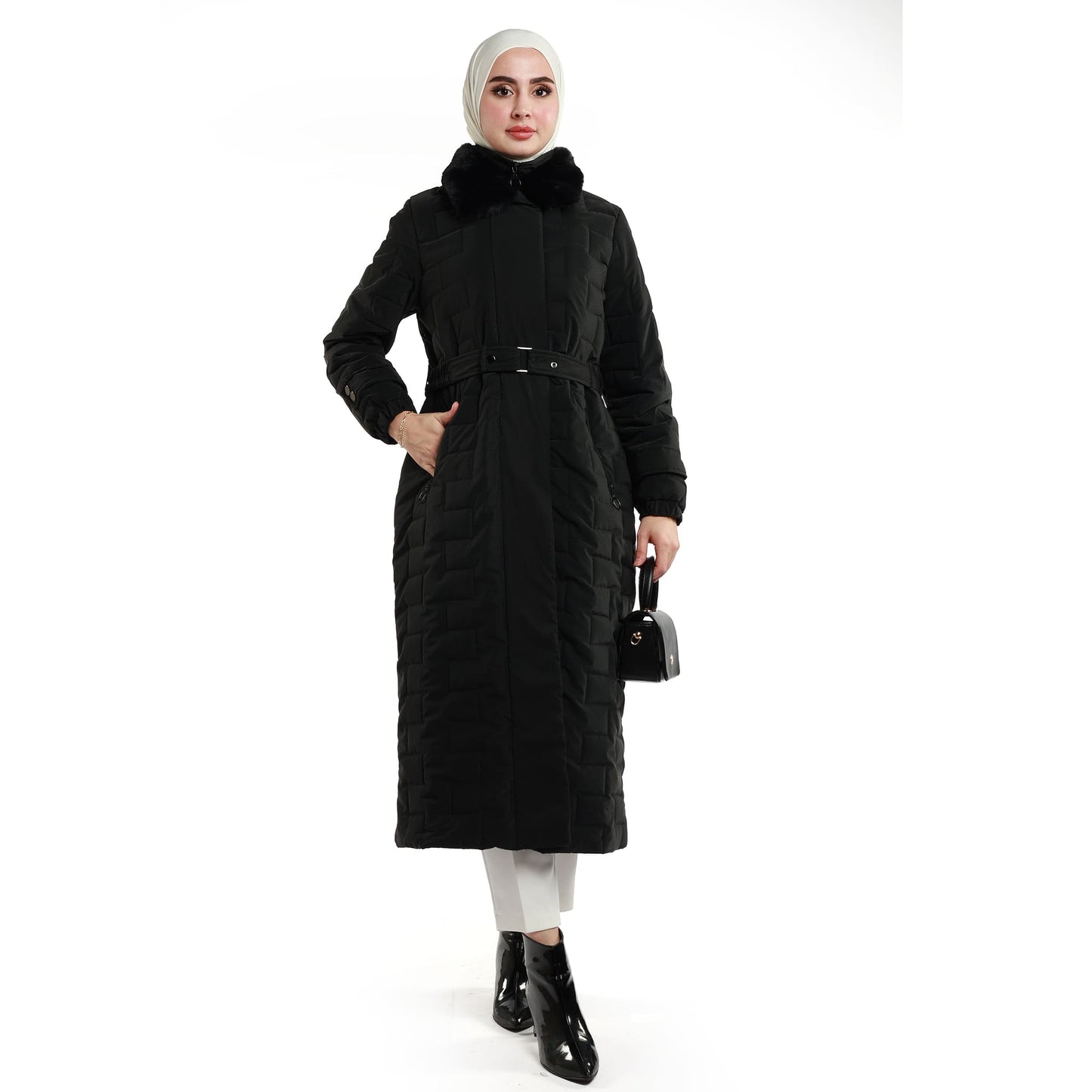 Fur Collar Quilted Coat