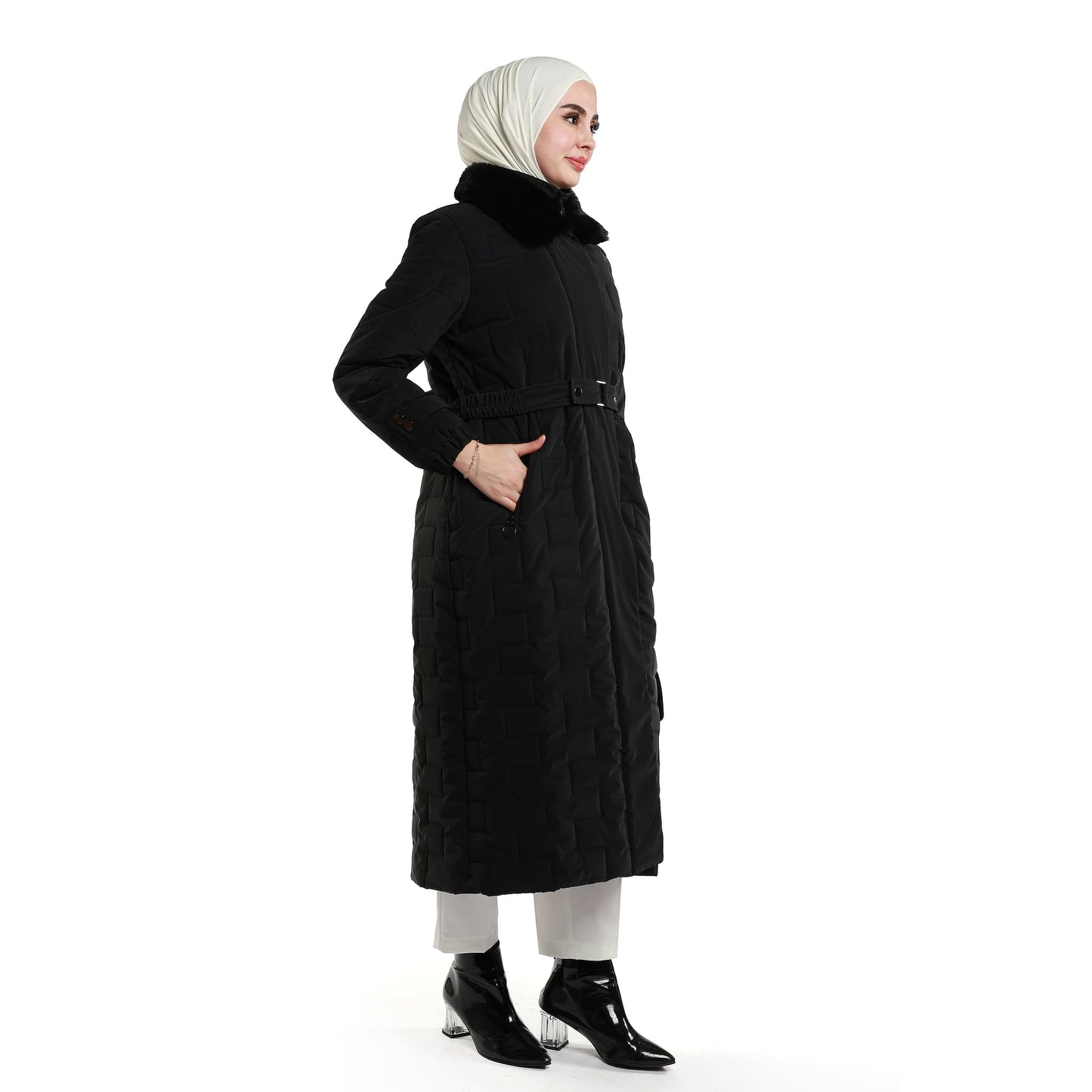 Fur Collar Quilted Coat