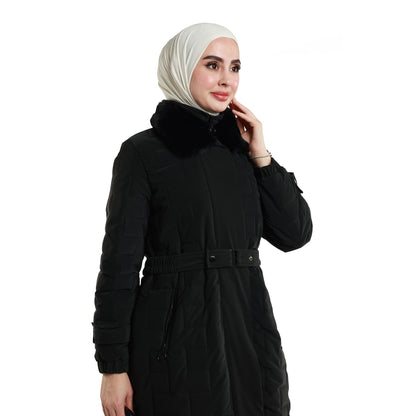 Fur Collar Quilted Coat