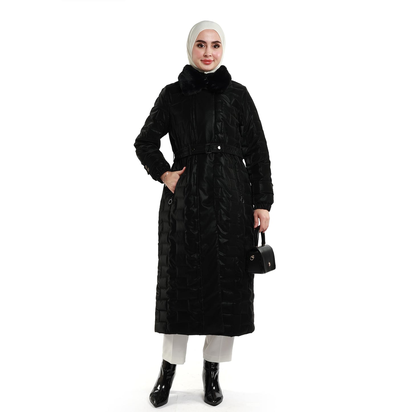 Fur Collar Quilted Coat