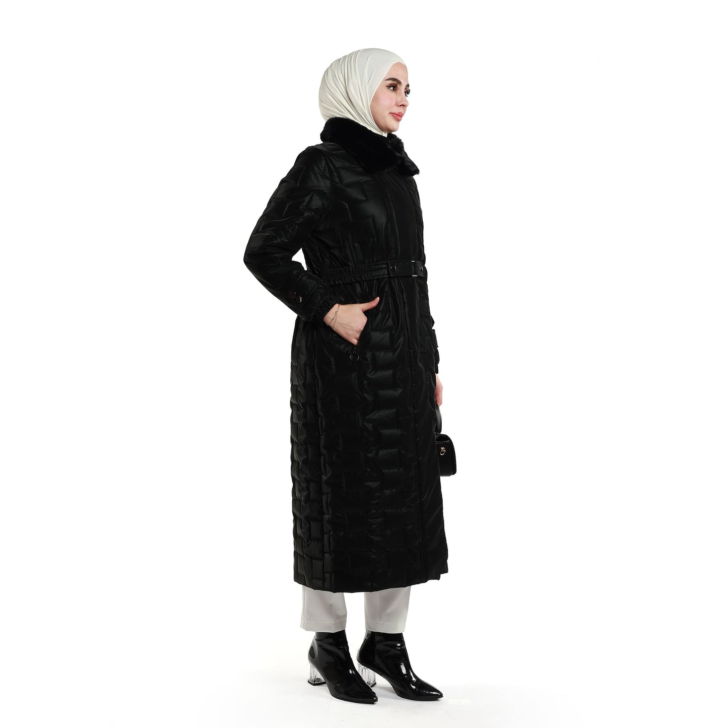 Fur Collar Quilted Coat