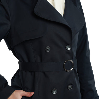 Double-Breasted Belted Polo Collar Lined Coat