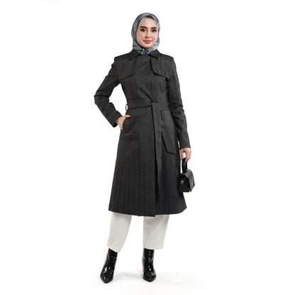 Concealed Placket Single-Button Lined Coat