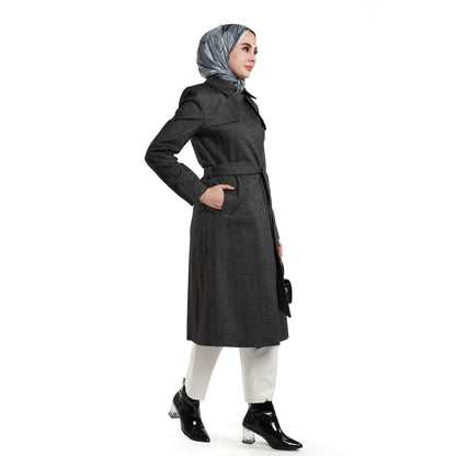 Concealed Placket Single-Button Lined Coat