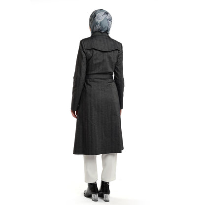 Concealed Placket Single-Button Lined Coat