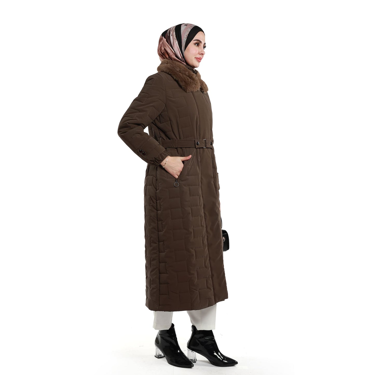 Fur Collar Quilted Coat