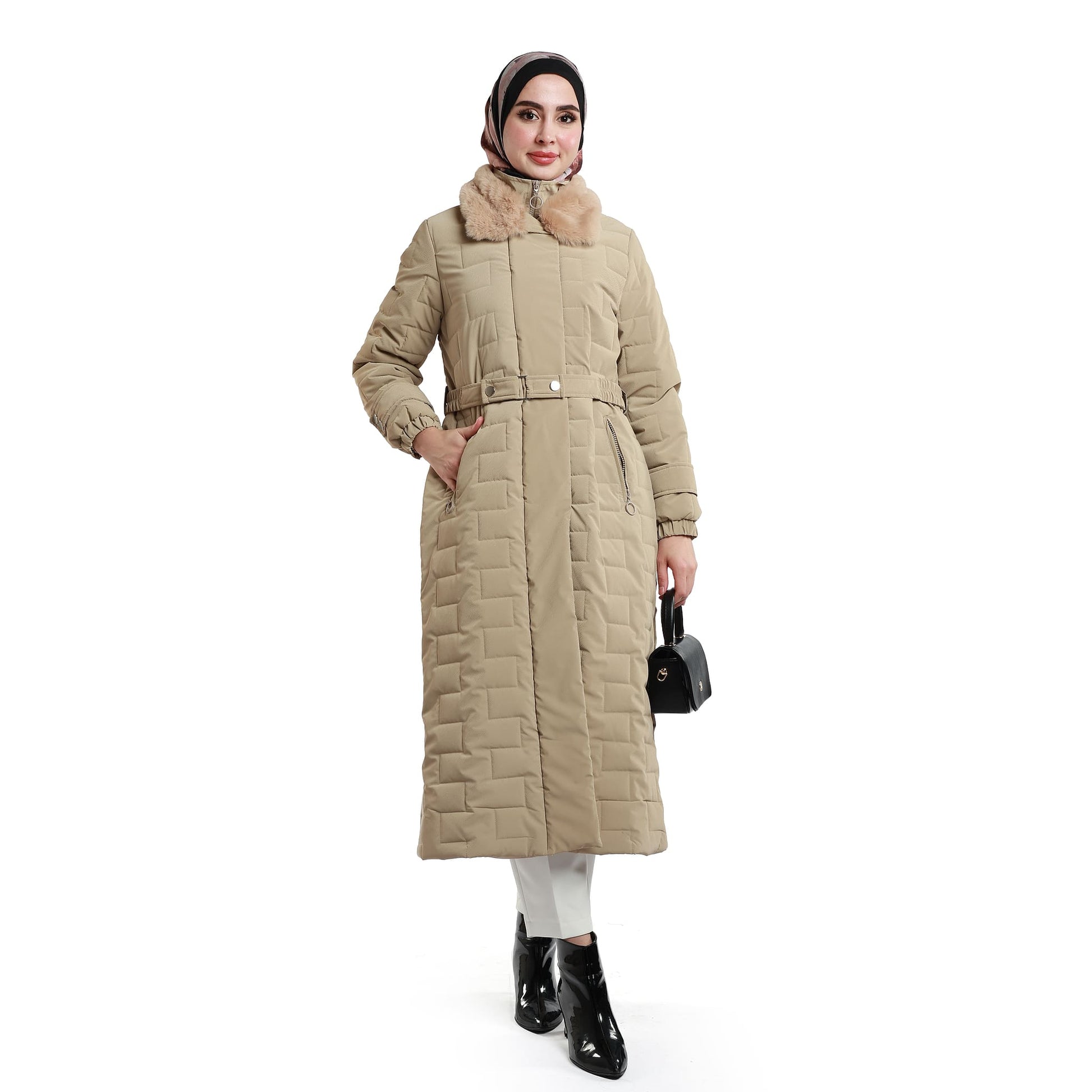 Fur Collar Quilted Coat