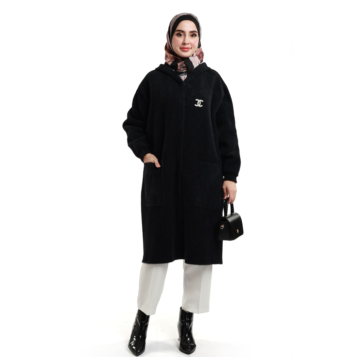 Thick Hooded Long Cardigan