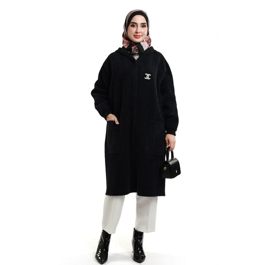 Thick Hooded Long Cardigan