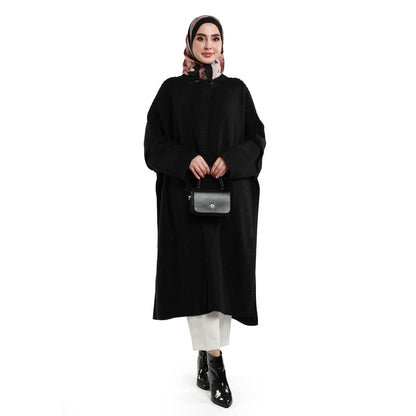 Relaxed Stand Collar Poncho Knit Cardigan