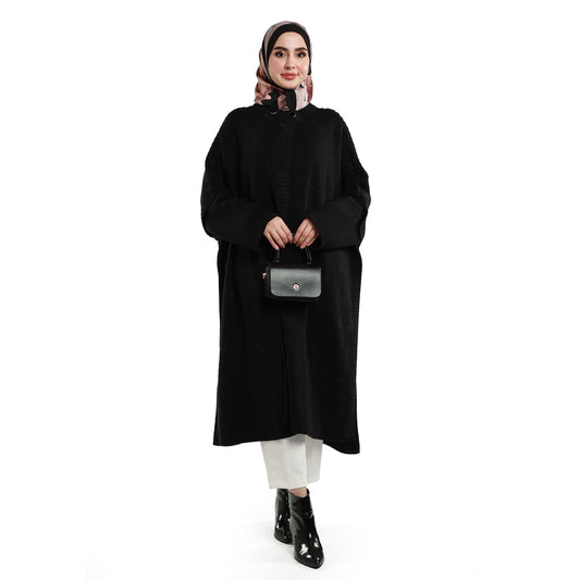 Relaxed Stand Collar Poncho Knit Cardigan