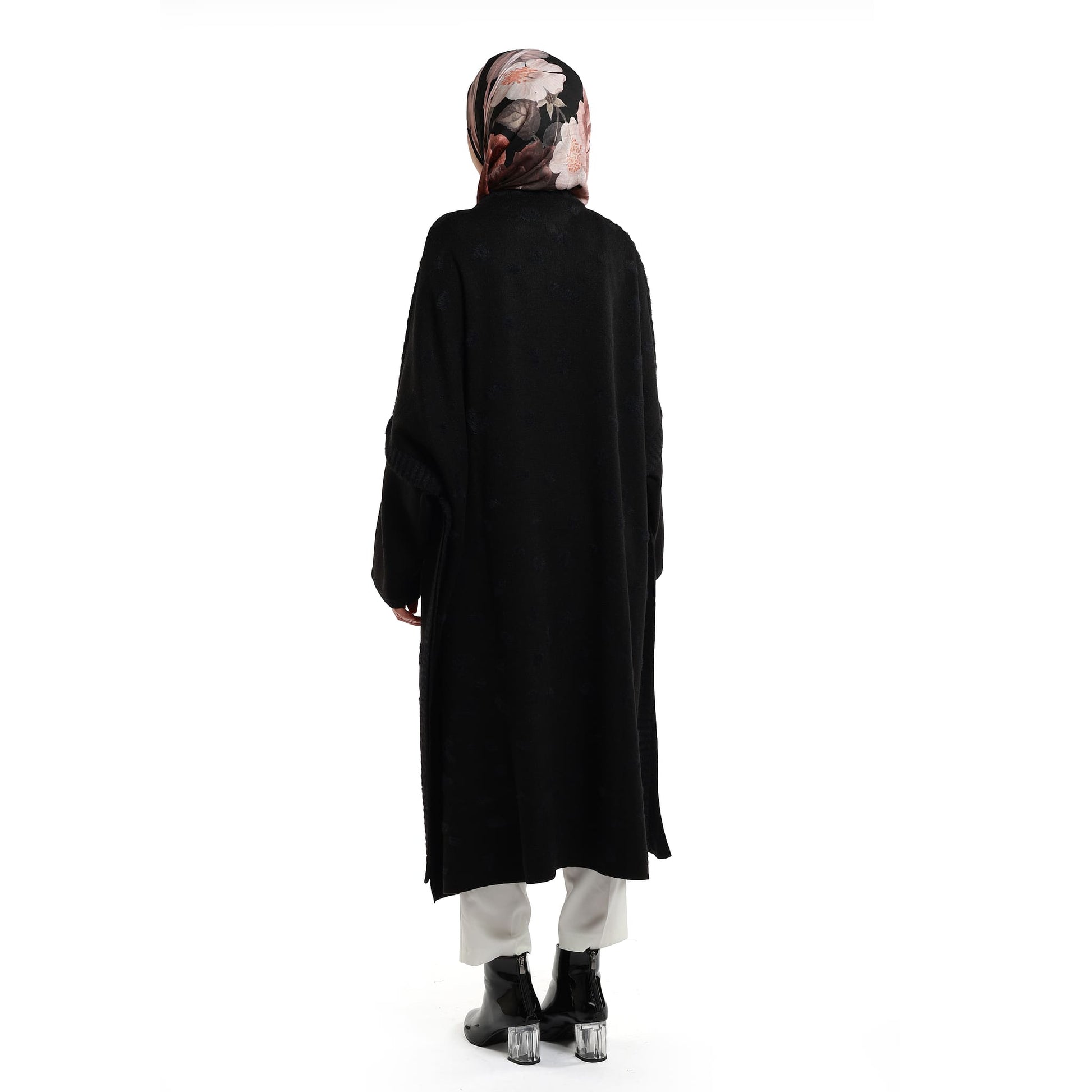 Relaxed Stand Collar Poncho Knit Cardigan