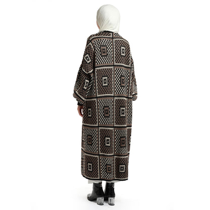 Woven Pattern Knit Long Cardigan