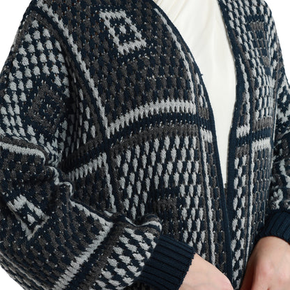 Woven Pattern Knit Long Cardigan