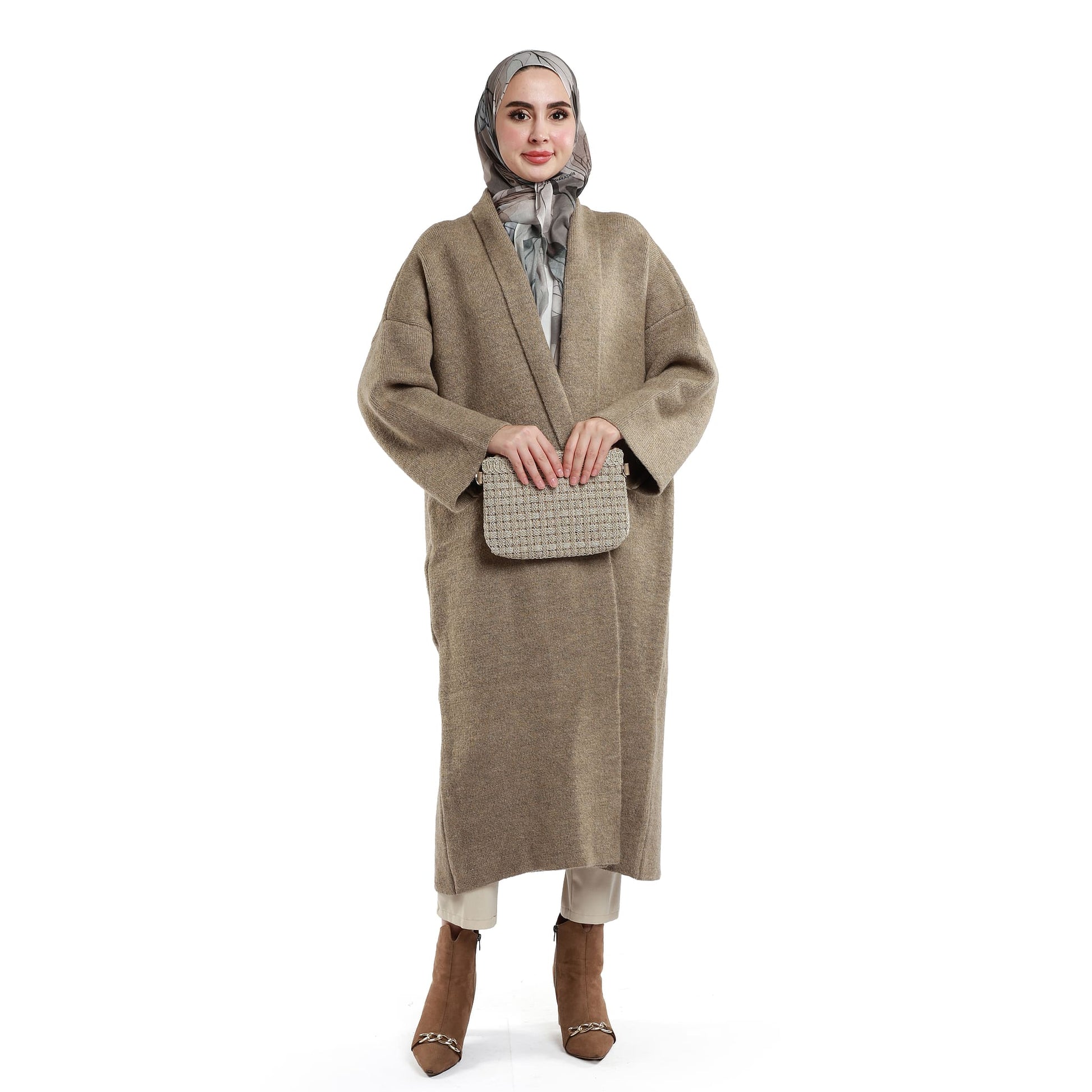Shawl Collar Long Knit Cardigan