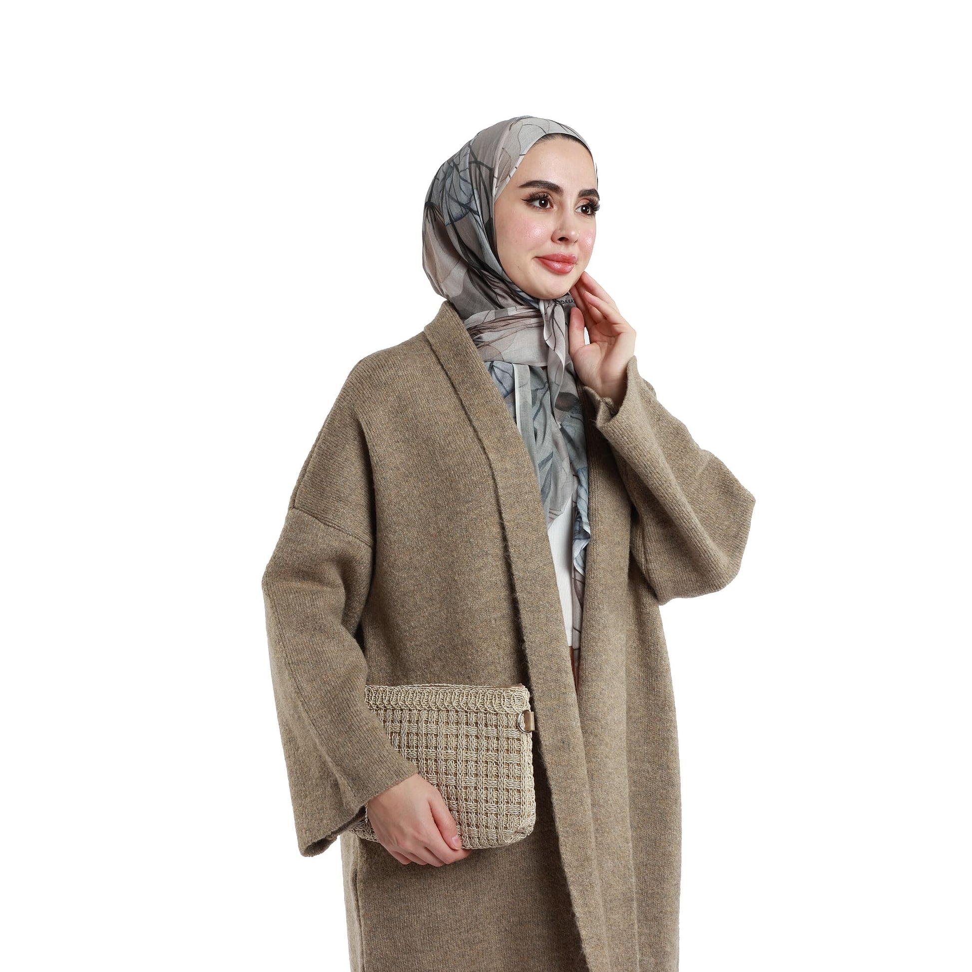 Shawl Collar Long Knit Cardigan