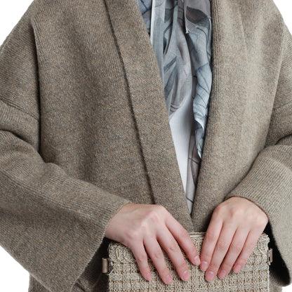 Shawl Collar Long Knit Cardigan