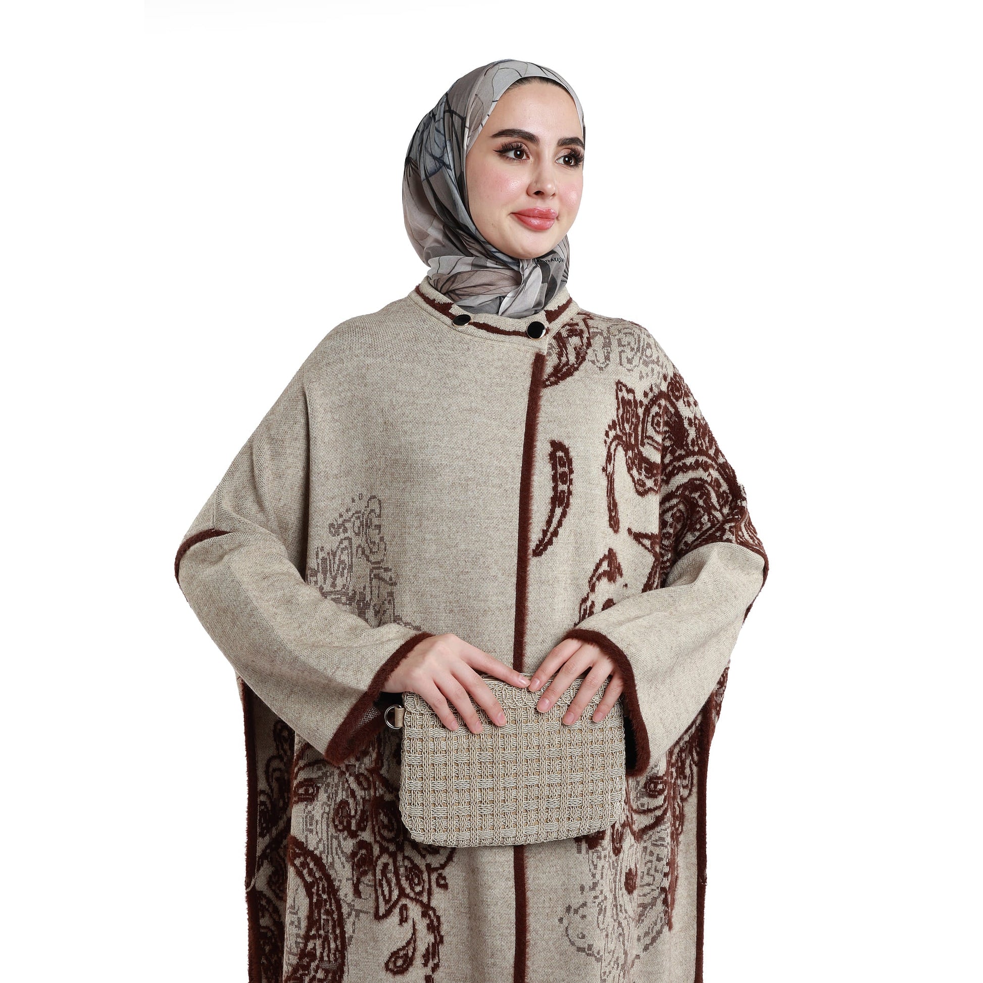 Patterned Long Relaxed Knit Cardigan