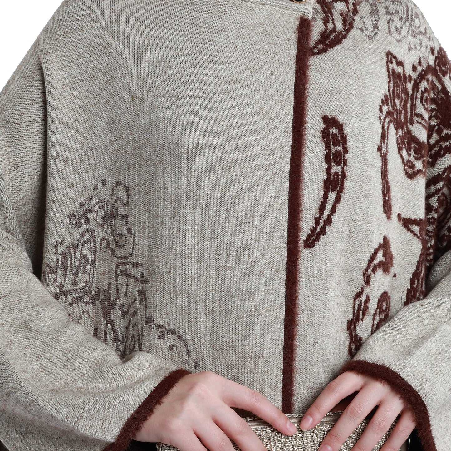 Patterned Long Relaxed Knit Cardigan