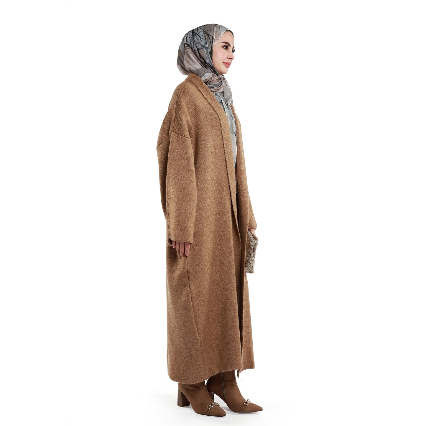 Shawl Collar Long Knit Cardigan