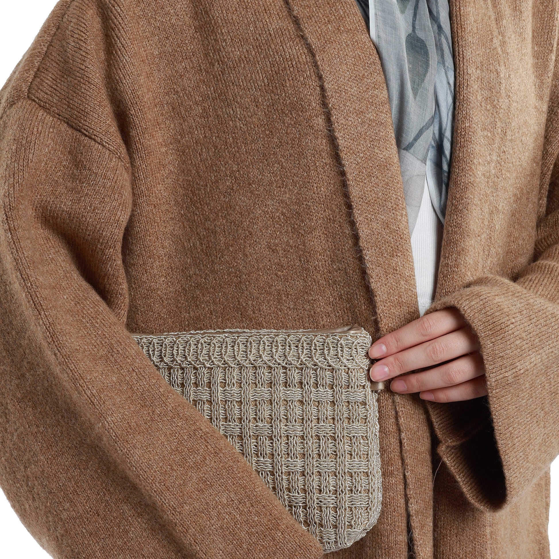 Shawl Collar Long Knit Cardigan