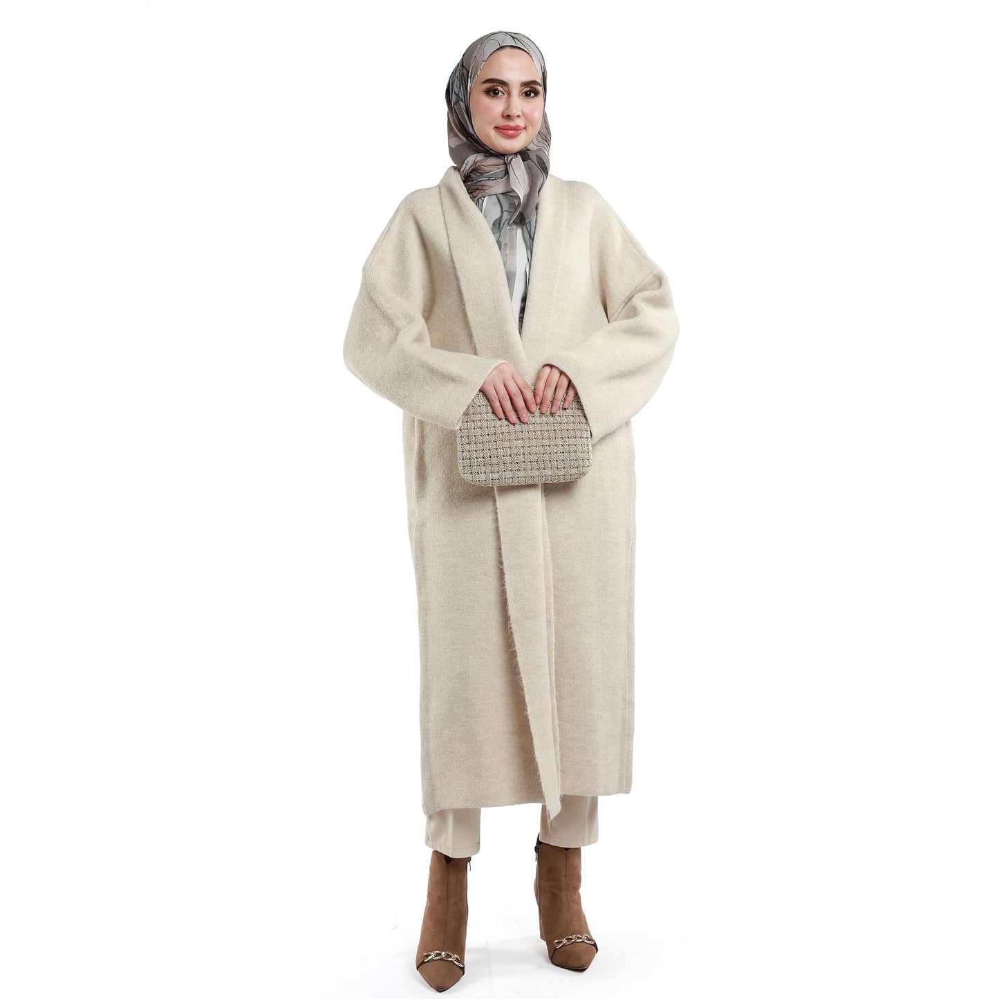 Shawl Collar Long Knit Cardigan